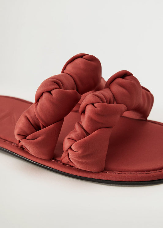 Mango puff slippers with knot detail