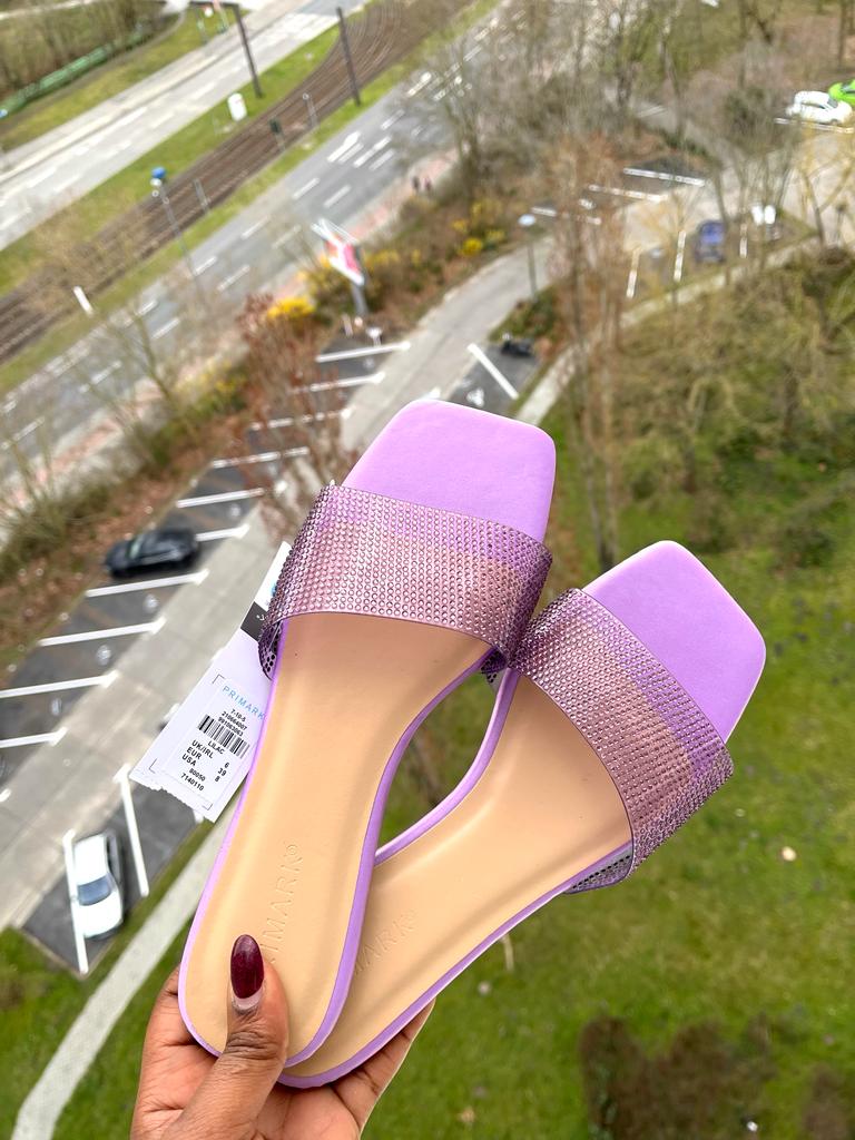 Purple stoned Primark slides