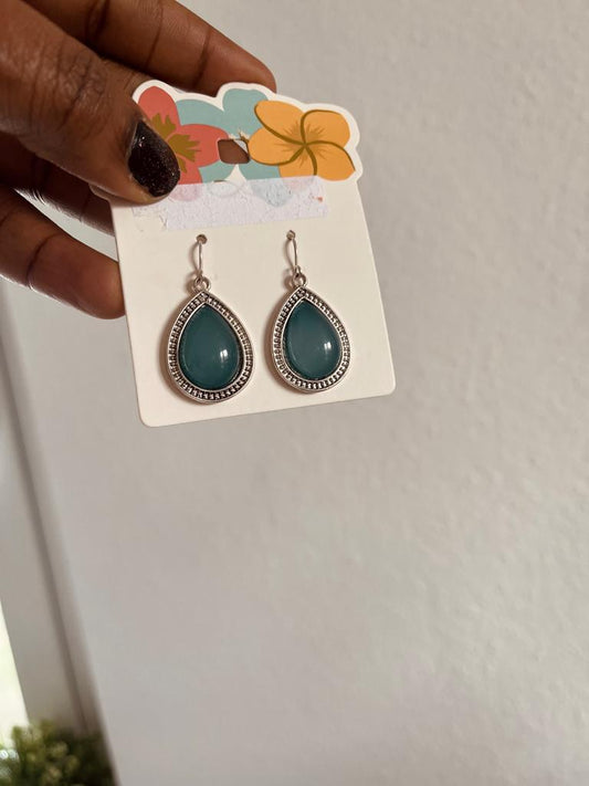 Green stone earrings