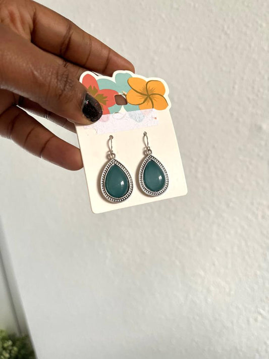 Green stone earrings